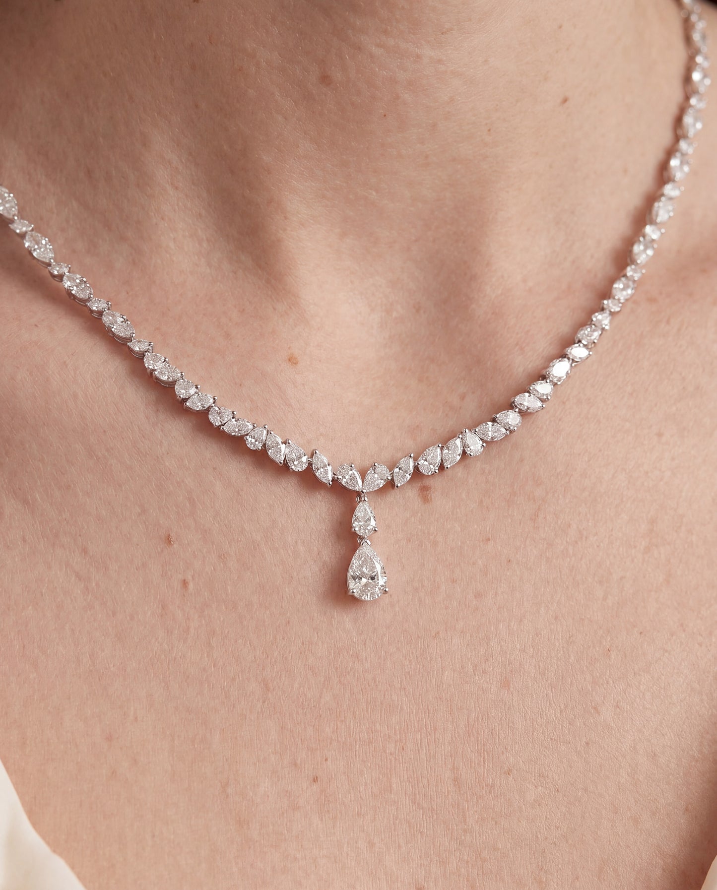 1 CT Pear Drop with Marquise Diamond Necklace (ARJS4125)