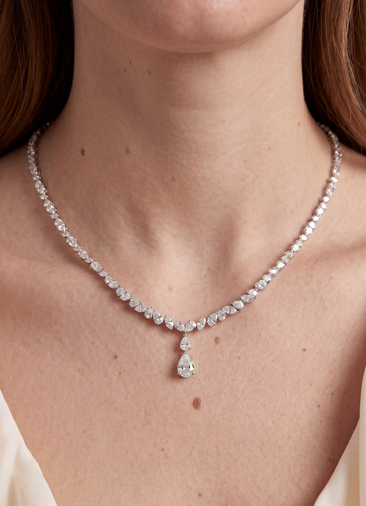 1 CT Pear Drop with Marquise Diamond Necklace (ARJS4125)